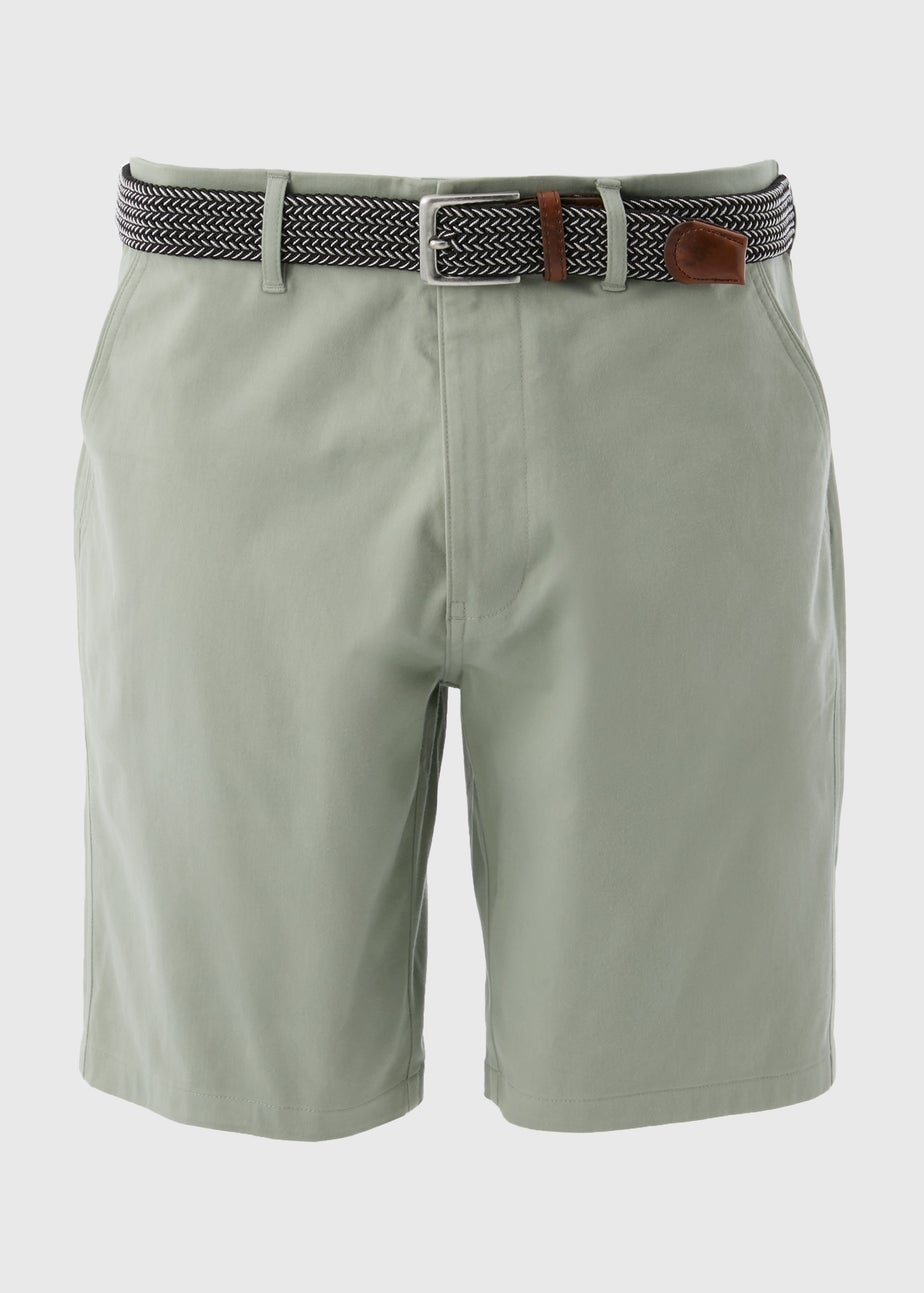 Lincoln Sage Green Belted Chino Shorts