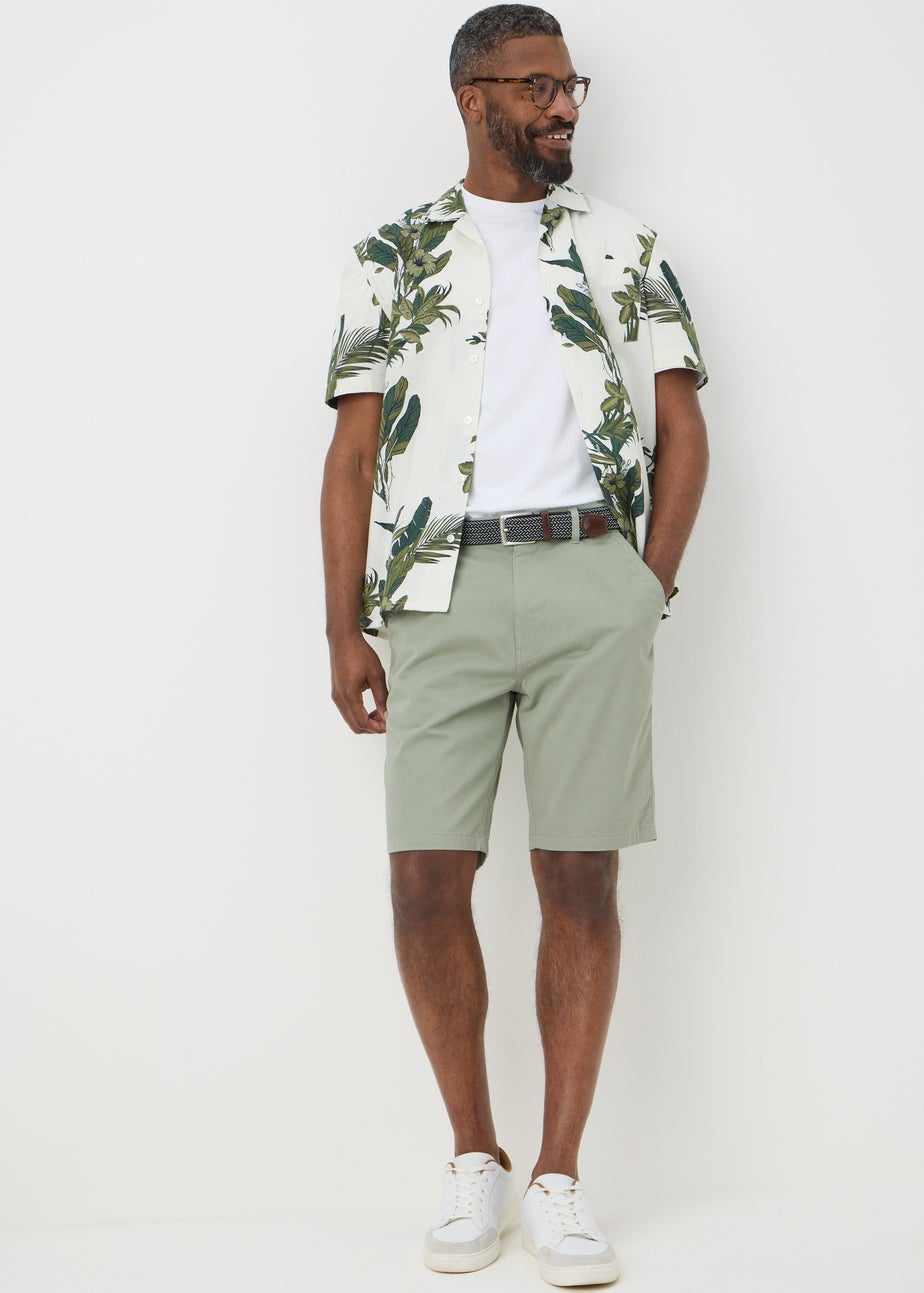 Lincoln Sage Green Belted Chino Shorts