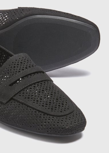 Black Laser Cut Loafers