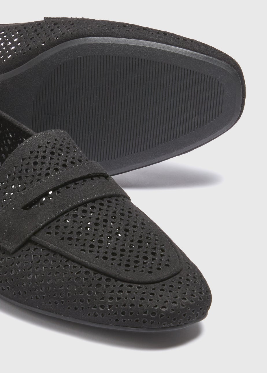Black Laser Cut Loafers