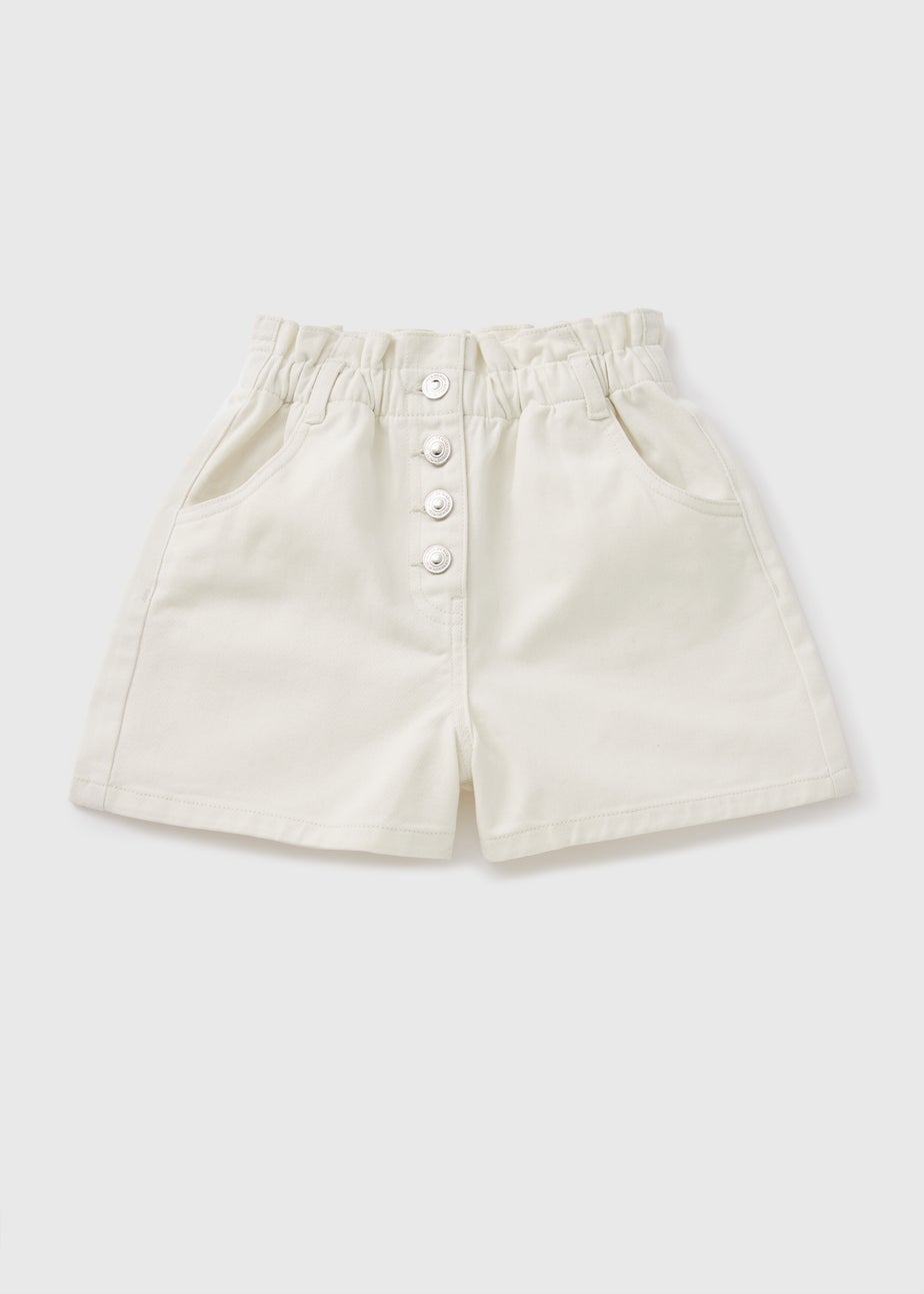 Girls Cream High Waisted Shorts (7-15yrs)