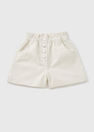 Girls Cream High Waisted Shorts (7-15yrs)
