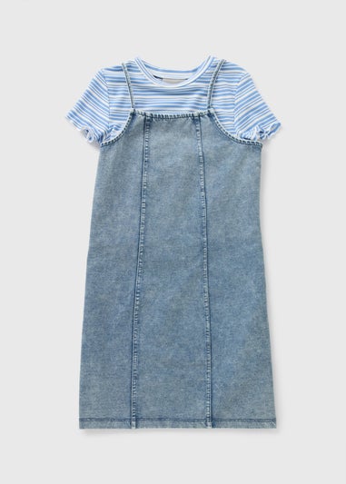 Girls Blue 2 in 1 Denim Dress (7-15yrs)