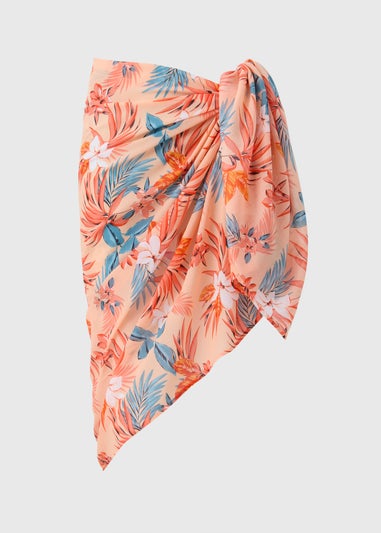Coral Tropical Leaf Sarong