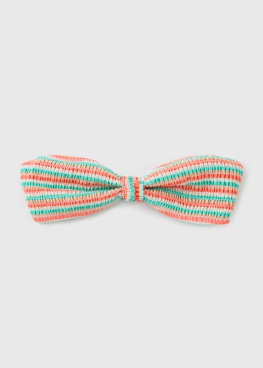 Coral Multi Stripe Bandeau Twist Bikini Top