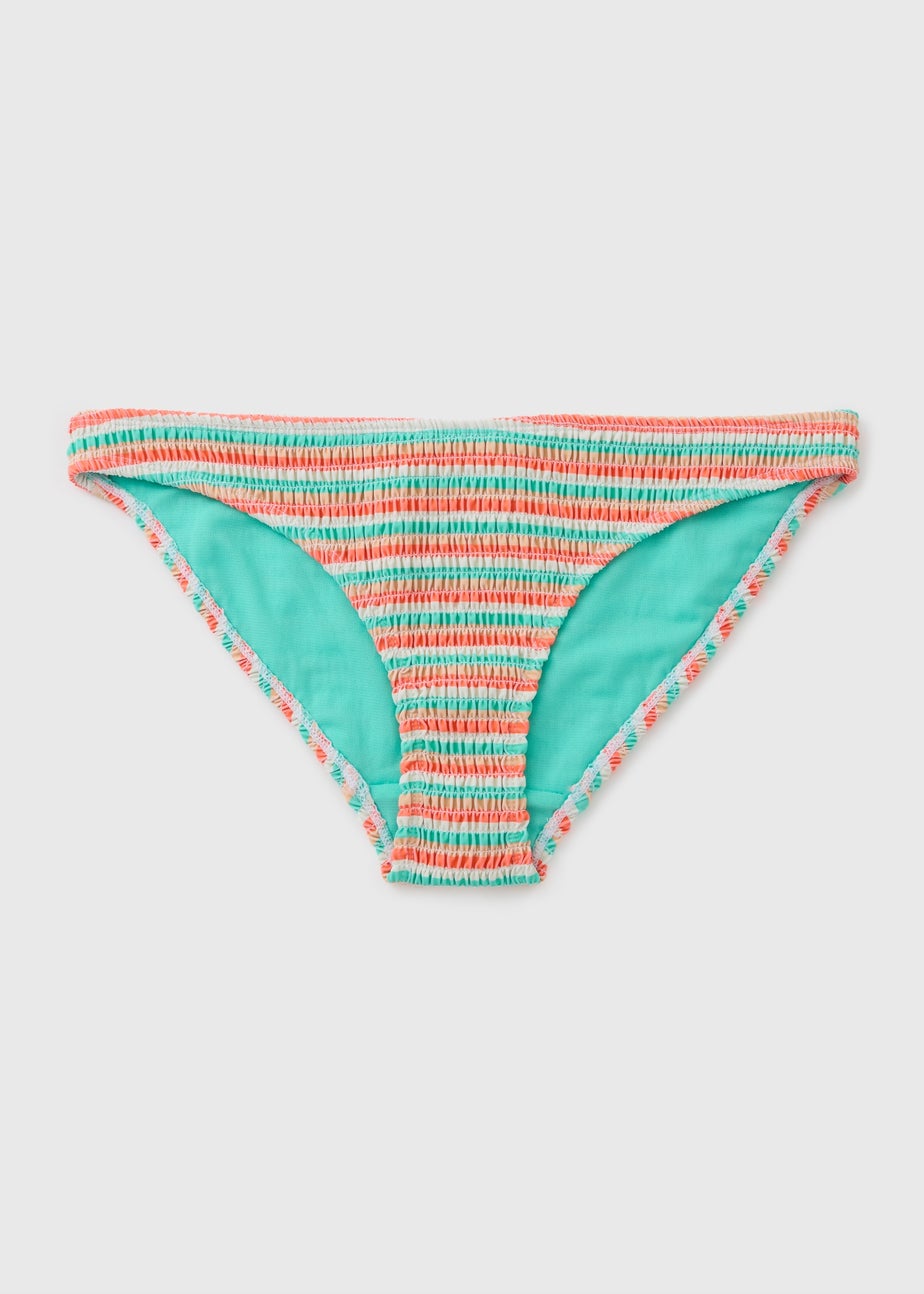 Coral Multi Stripe Bikini Bottoms