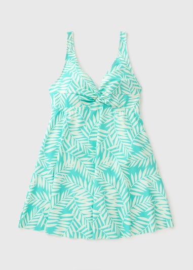 Blue Leaf Print Swimdress