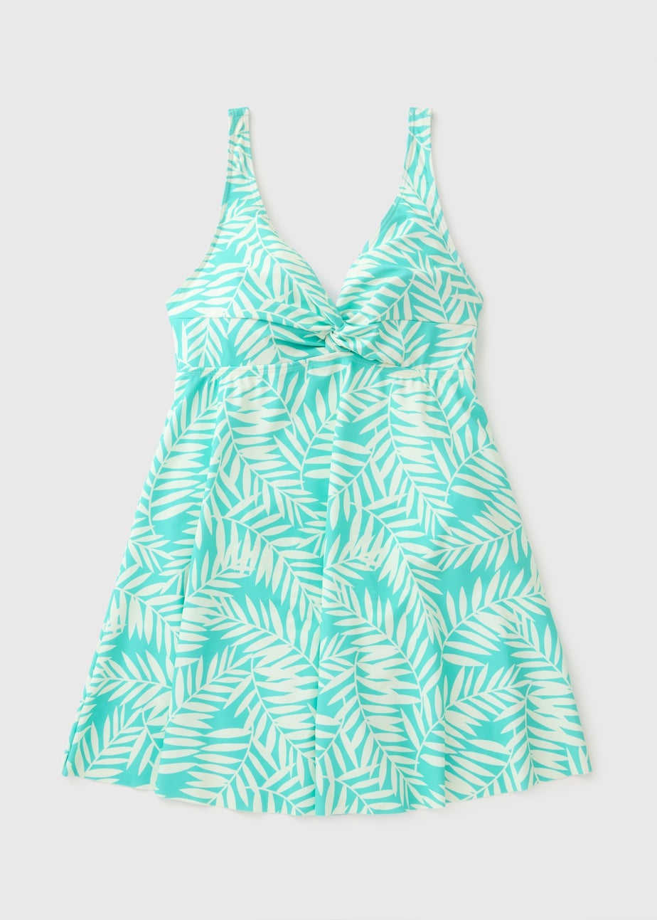 Blue Leaf Print Swimdress