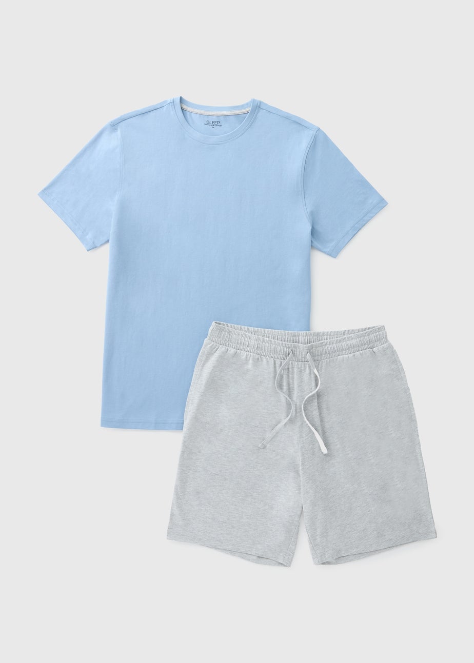 Light Blue and Grey Short Pyjama Set