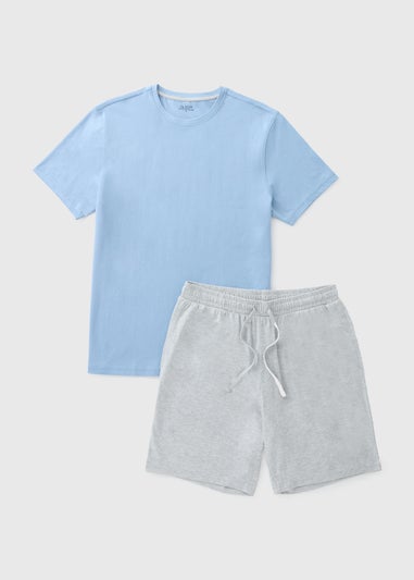 Light Blue and Grey Short Pyjama Set
