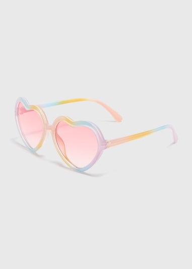 Girls Multicolour Rainbow Heart Sunglasses