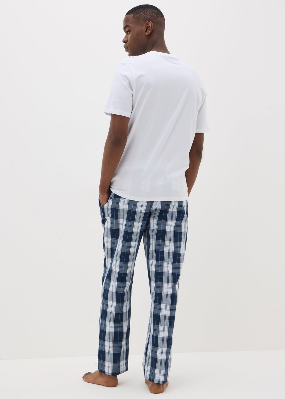 Navy Woven Check Pyjama Bottoms