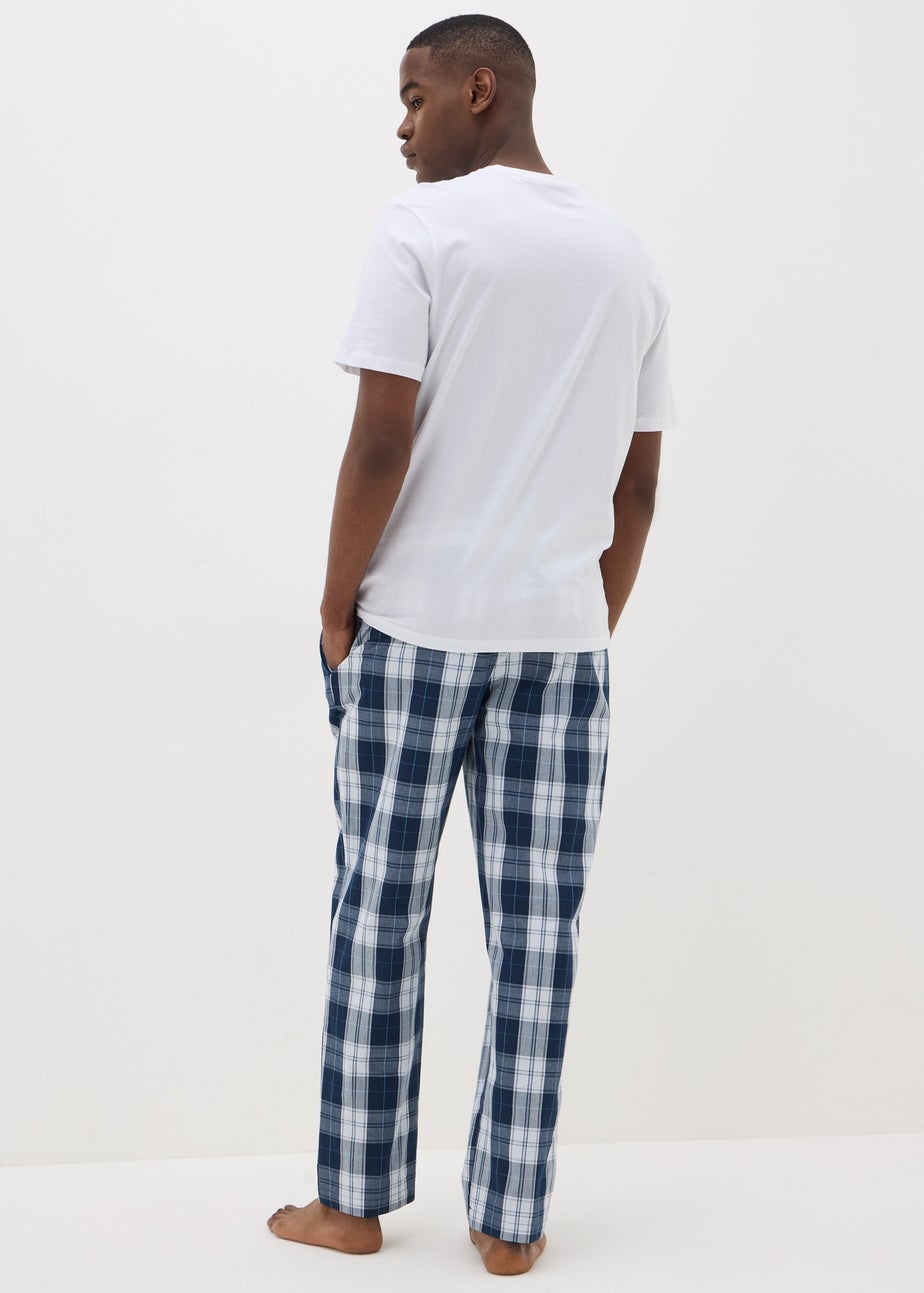Navy Woven Check Pyjama Bottoms