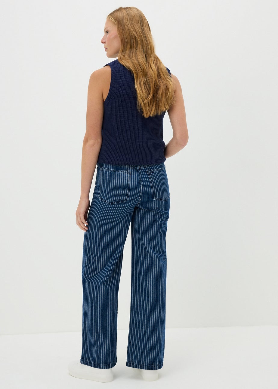 Blue Stripe Wide Leg Jeans