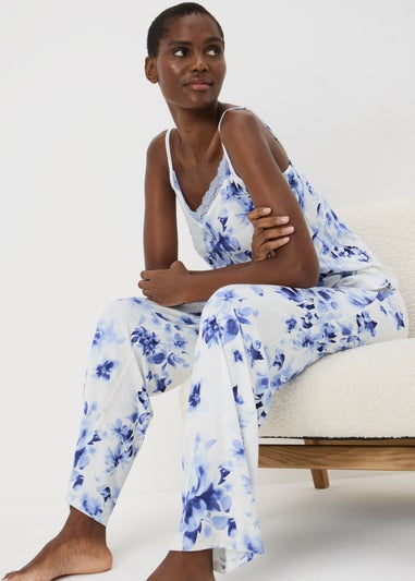 Blue Floral Long Pyjama Bottoms