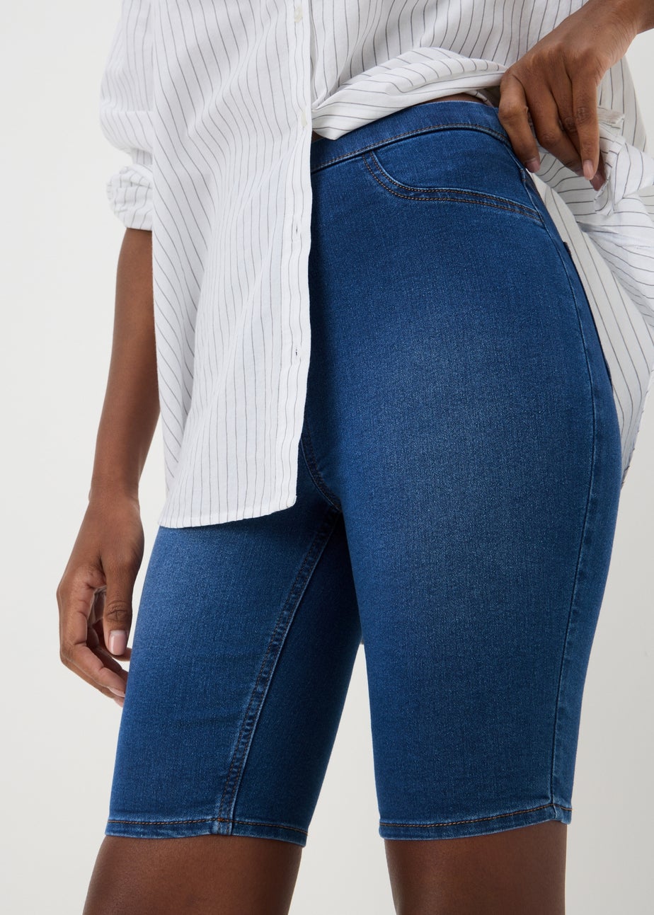 Blue Mid Wash Rosie Knee Length Shorts