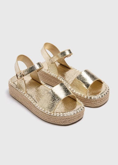 Girls Gold Espadrille Sandal (Younger 10-Older 5)