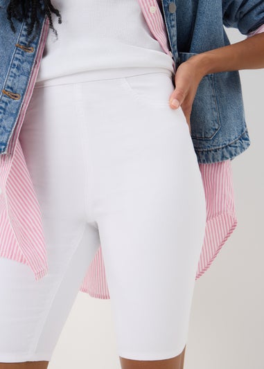 White Rosie Knee Length Shorts