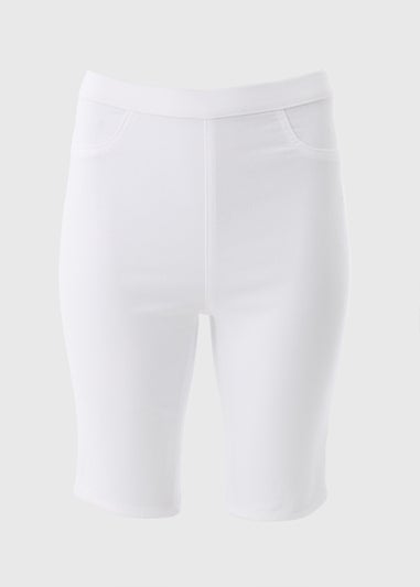 White Rosie Knee Length Shorts