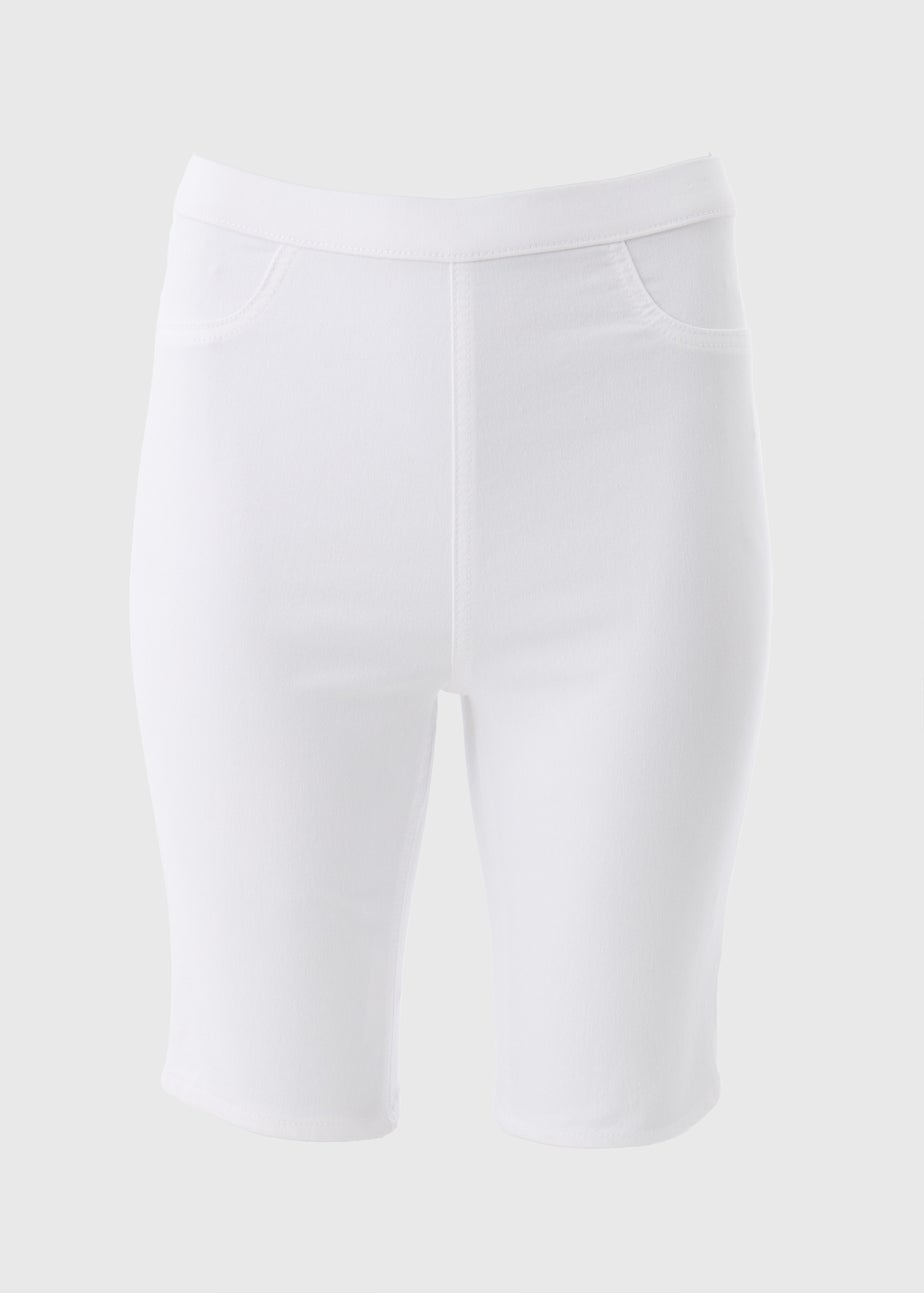 White Rosie Knee Length Shorts