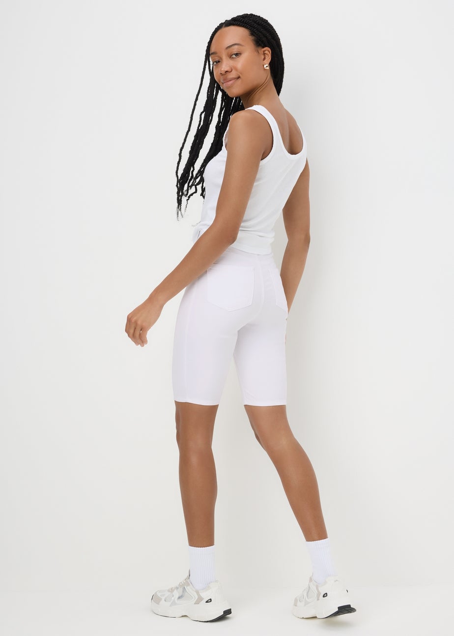 White Rosie Knee Length Shorts