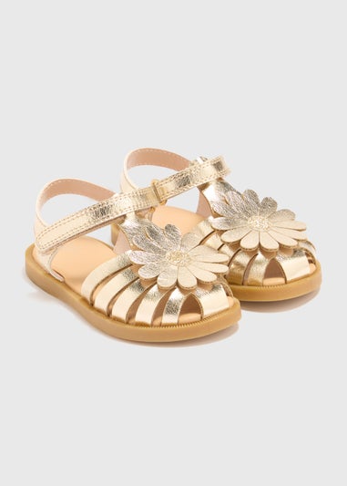 Girls Gold Daisy Caged Sandals (Younger 4-12)