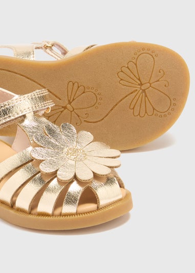 Girls Gold Daisy Caged Sandals (Younger 4-12)