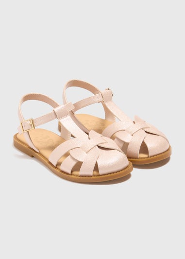 Girls Pink Shimmer Caged Sandals (Younger 10-Older 5)