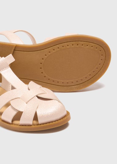 Girls Pink Shimmer Caged Sandals (Younger 10-Older 5)