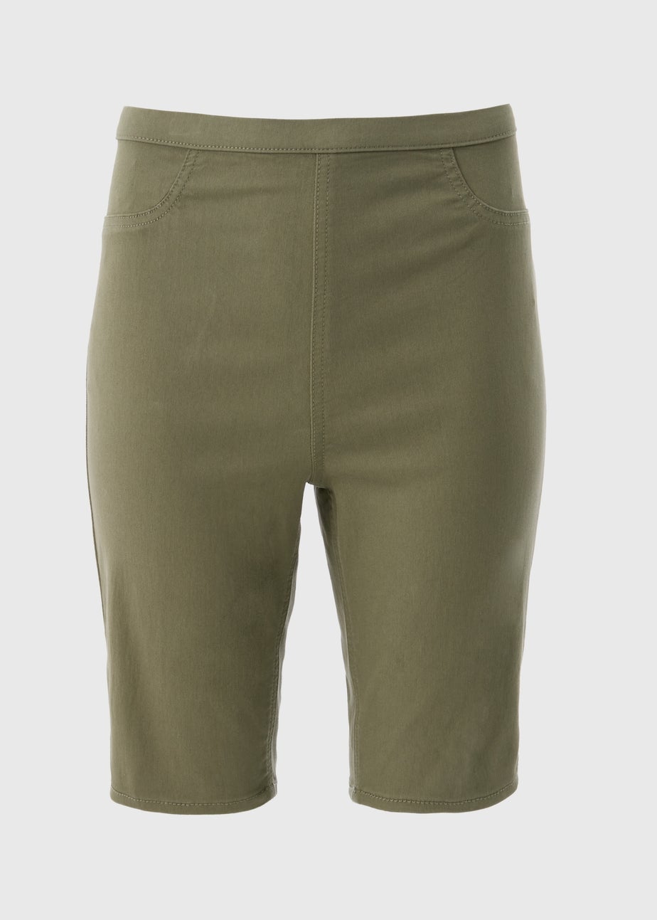 Khaki Rosie Knee Length Denim Shorts