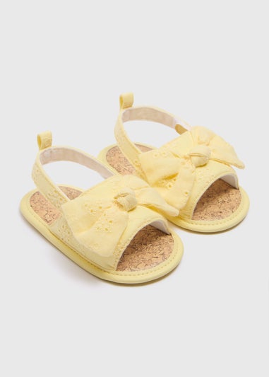 Baby Yellow Broderie Sandals (Newborn-18mths)