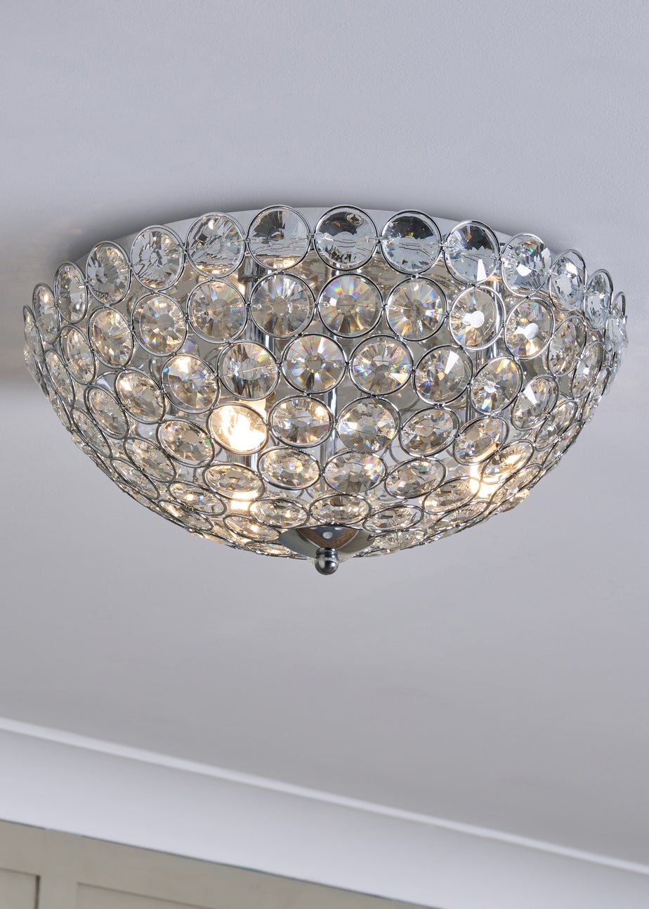 BHS Chrome Ava Flush Ceiling Light (16cm x 35cm)