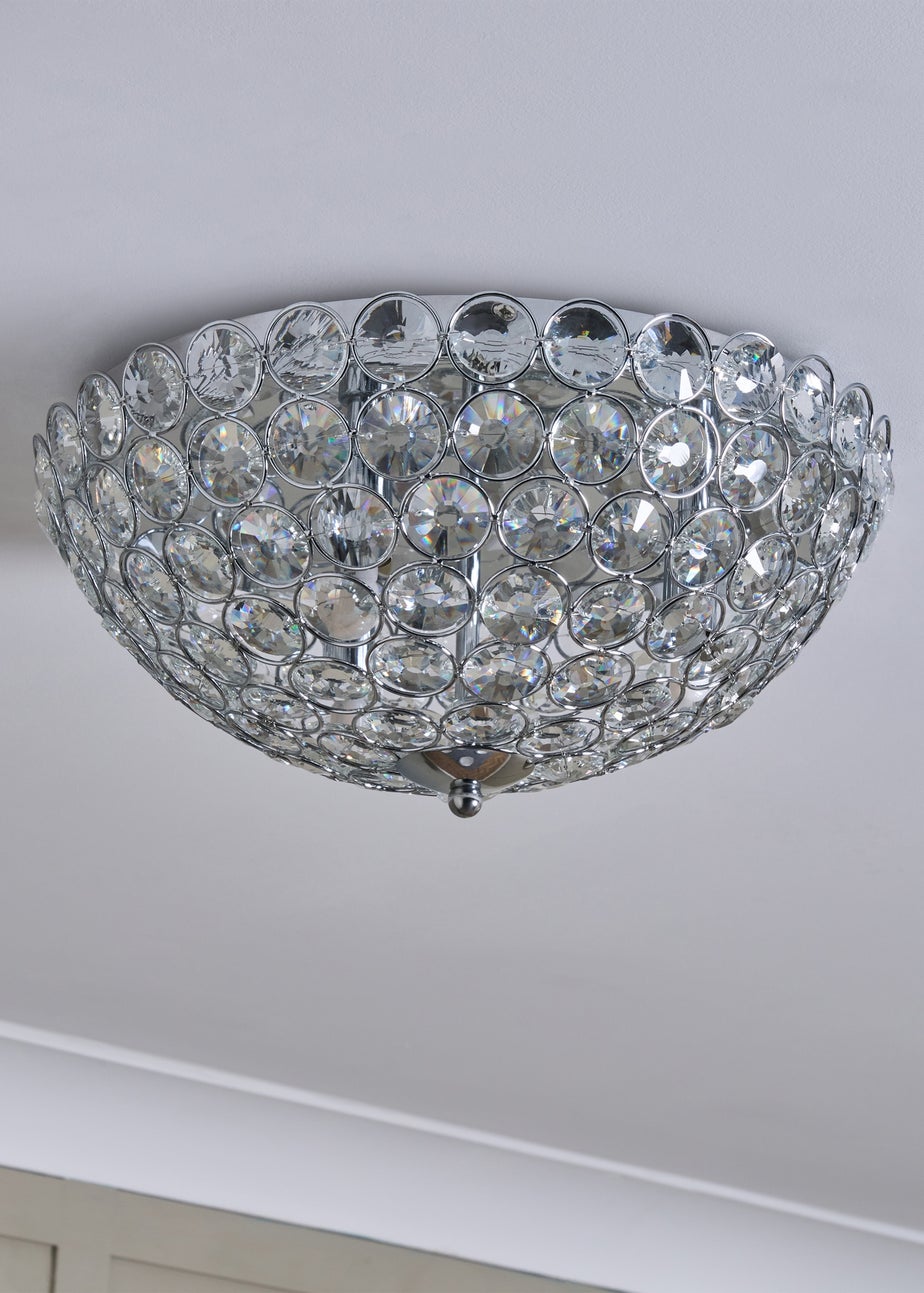 BHS Chrome Ava Flush Ceiling Light (16cm x 35cm)