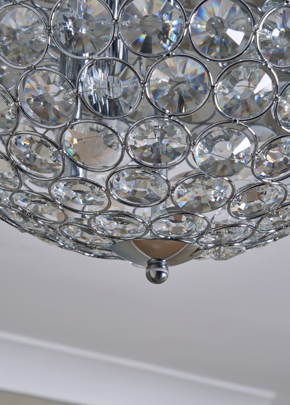 BHS Chrome Ava Flush Ceiling Light (16cm x 35cm)