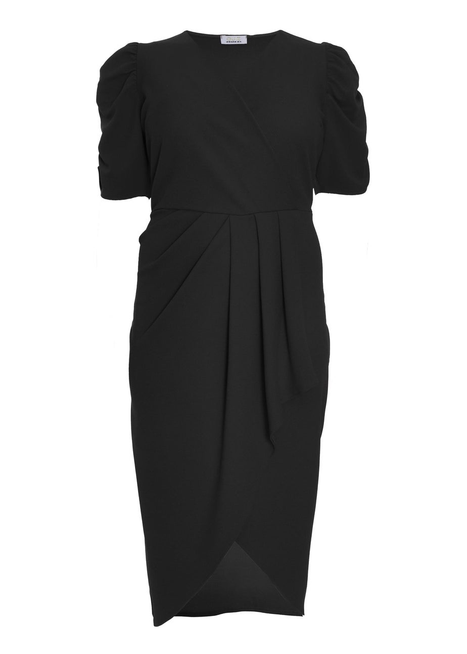 Quiz Black Curve Wrap Midi Dress