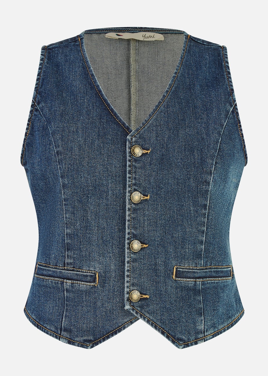 Yumi Blue Denim Stretch Waistcoat