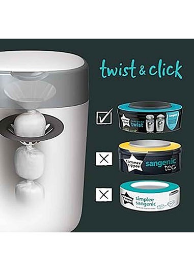 Tommee Tippee Twist & Click Nappy Bin White