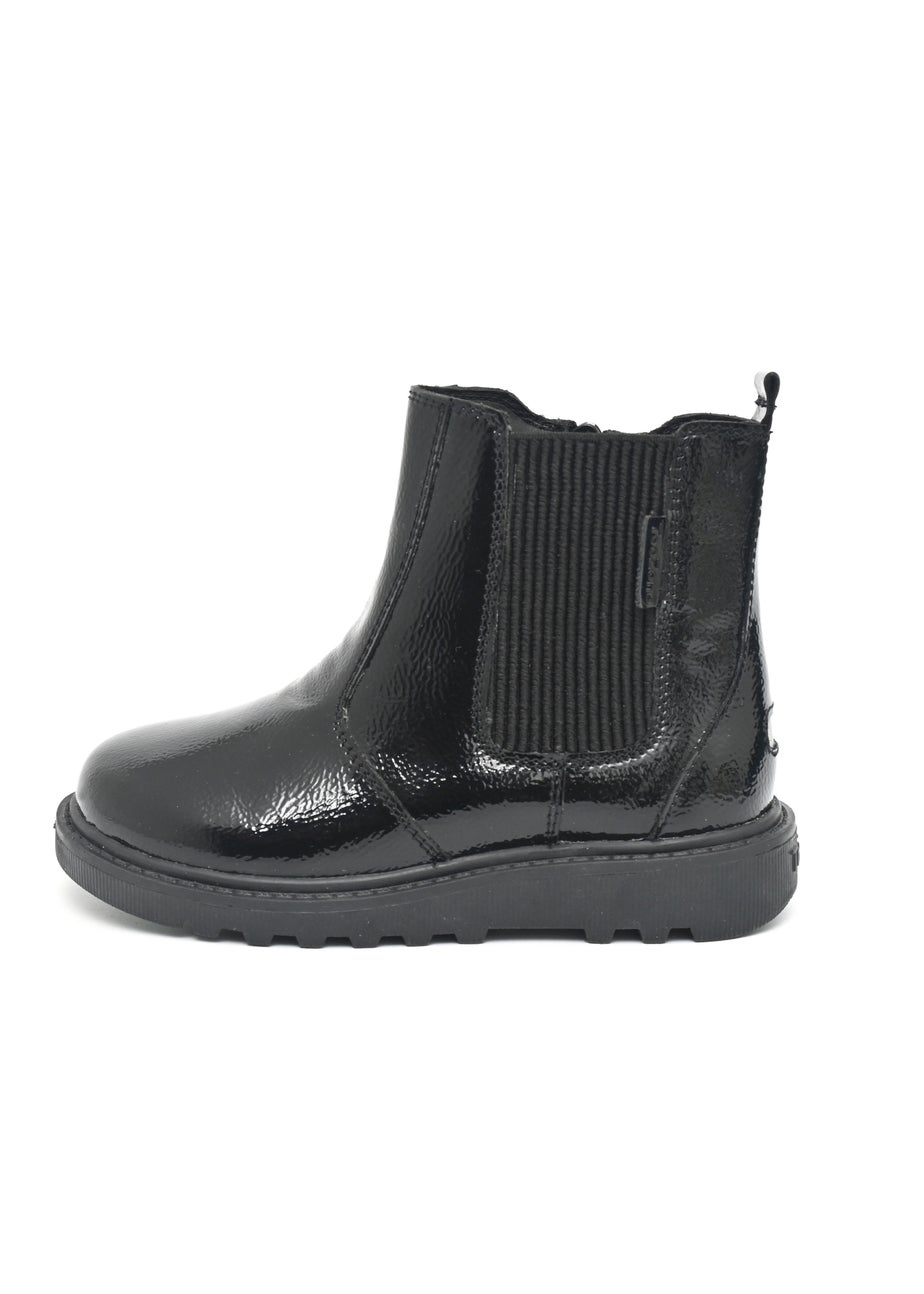 ToeZone Girls Black Amara Patent Leather Ankle Boot (Younger 8 - Older 3)