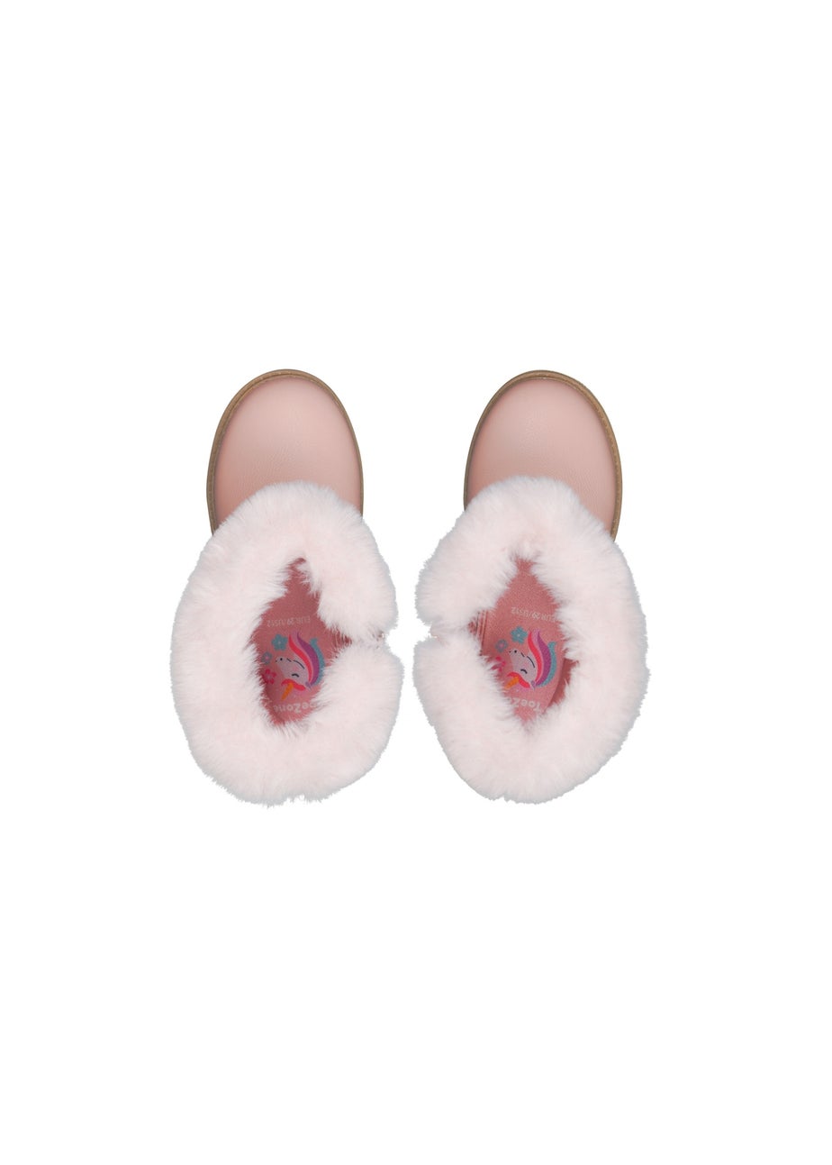 ToeZone Girls Pink Jo Fur Boot (Younger 8 - Younger 13)