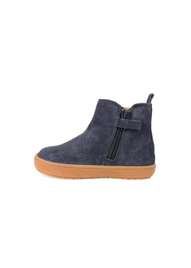 ToeZone Boys Navy Sam Suede Gusset Boot (Younger 4 - Younger 10)