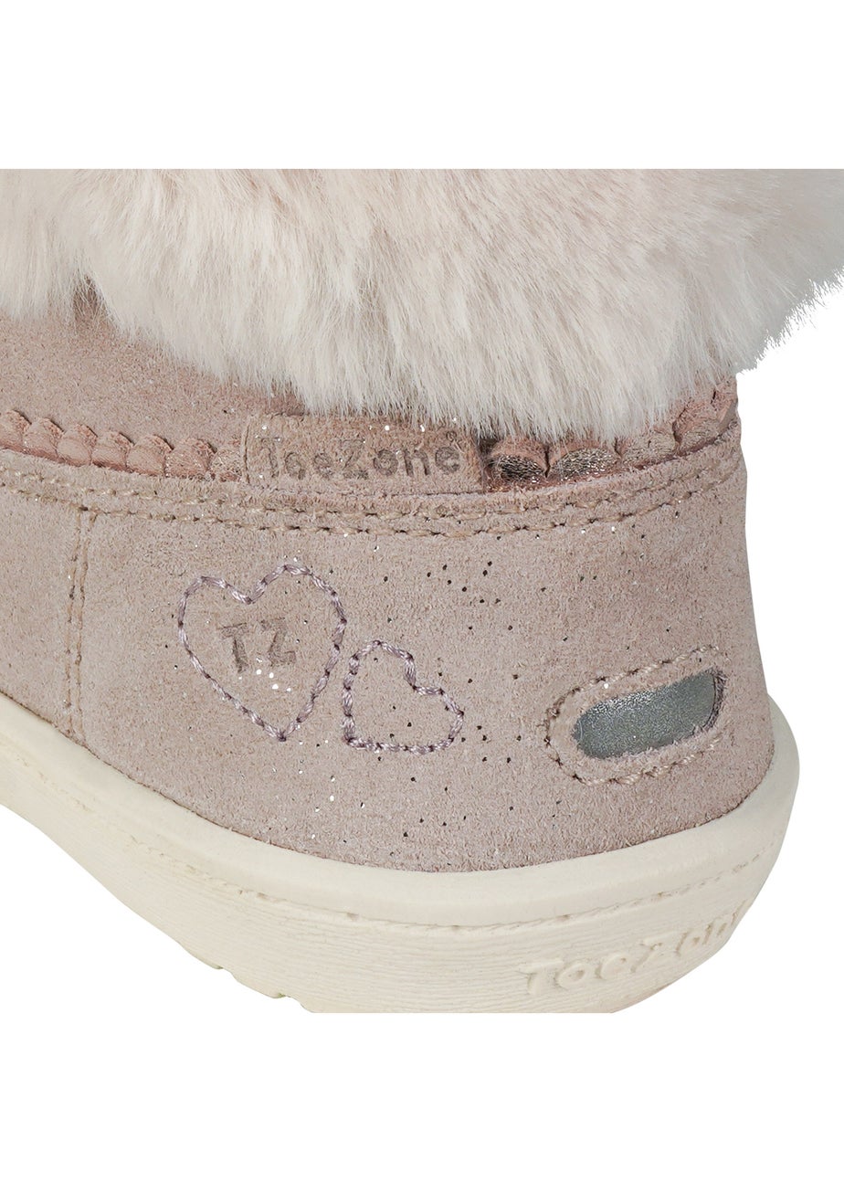 ToeZone Girls Pink Vienna Shimmer Fur Boot (Younger 4 - Younger 10)