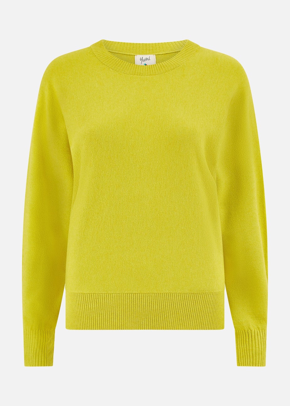 Yumi Lime Knitted Batwing Jumper