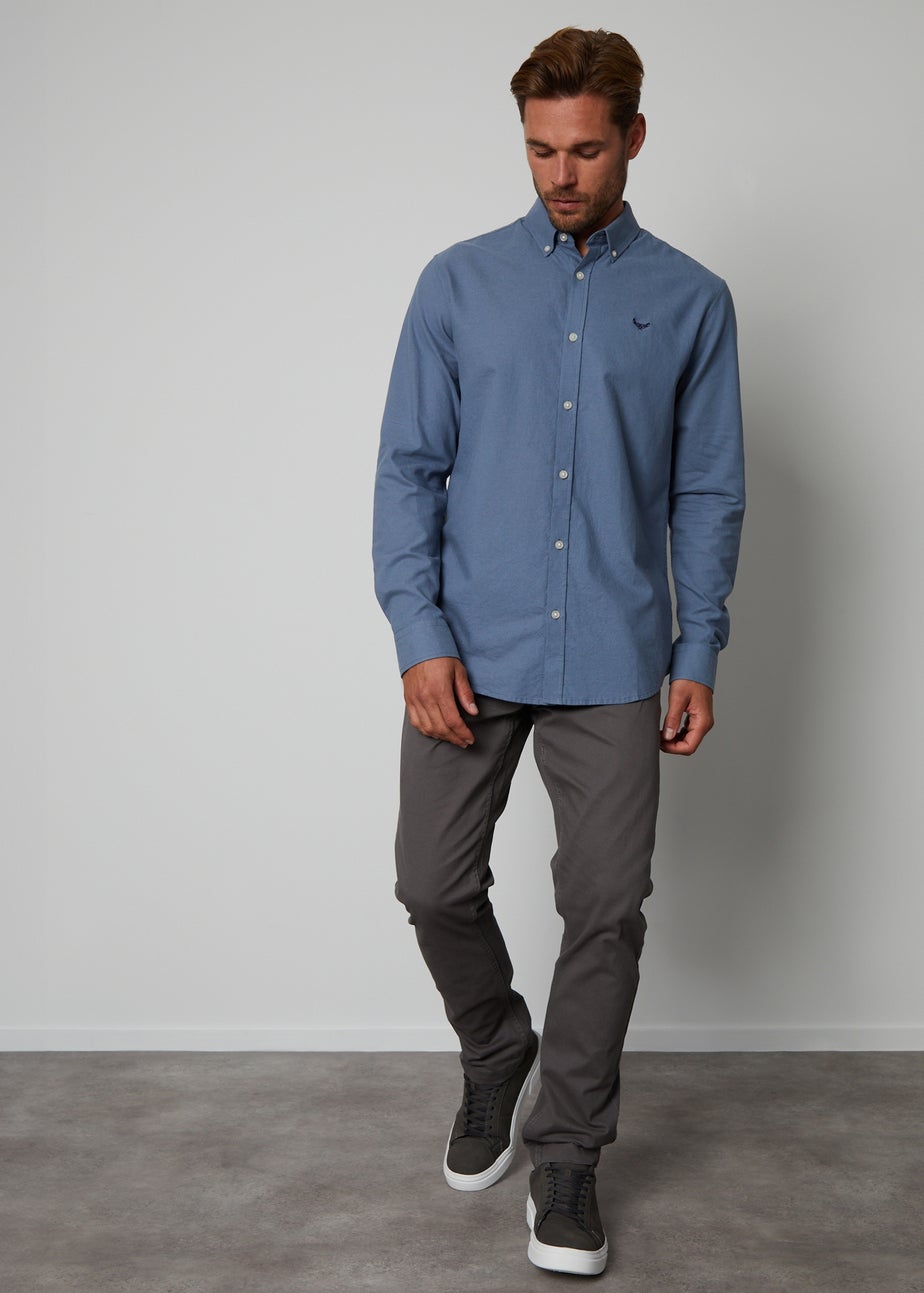 Threadbare Blue Oxford Cotton Long Sleeve Shirt