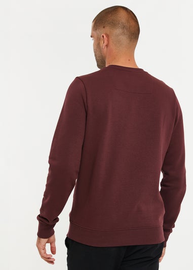 Threadbare Burgundy Cotton Blend Crew Neck Sweatshirt
