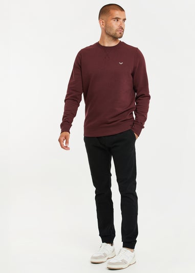 Threadbare Burgundy Cotton Blend Crew Neck Sweatshirt