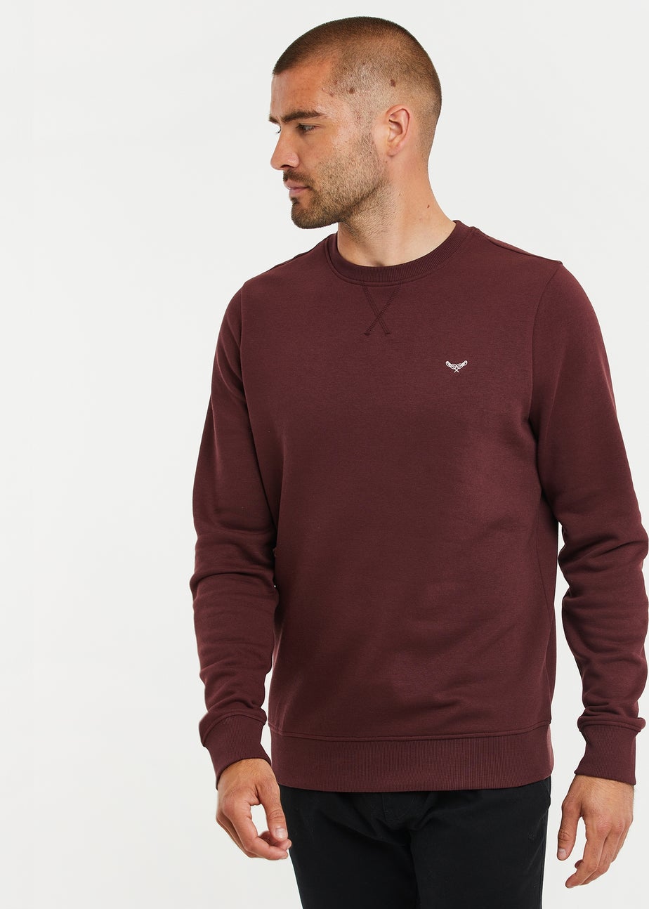 Threadbare Burgundy Cotton Blend Crew Neck Sweatshirt