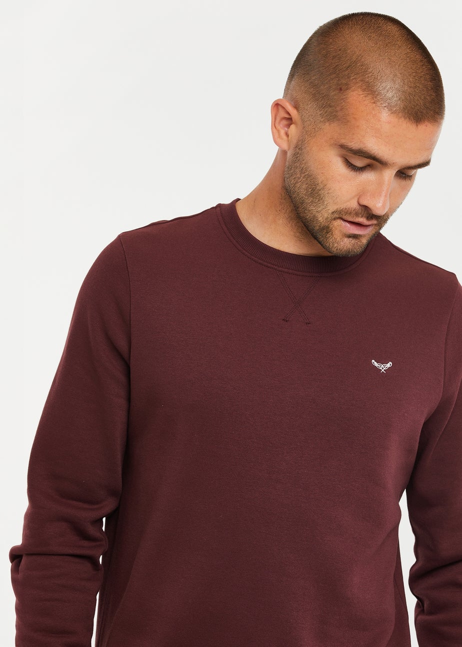 Threadbare Burgundy Cotton Blend Crew Neck Sweatshirt