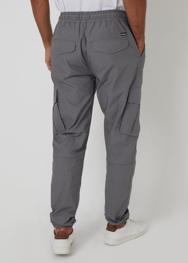 Threadbare Grey Slim Fit Cotton Cuffed Cargo Trousers