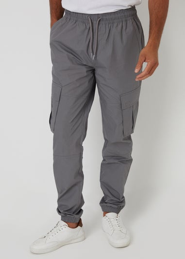Threadbare Grey Slim Fit Cotton Cuffed Cargo Trousers