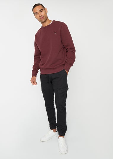 Threadbare Black Garrix Cotton Blend Cargo Pocket Jogger Style Trousers